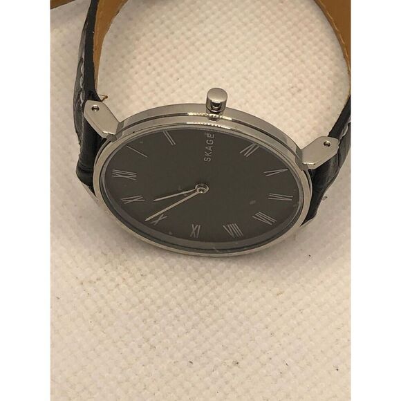 Skagen SKW2677 Women's Black Leather Analog Gray Dial Quartz Wrist Watch KS294 - Picture 6 of 8
